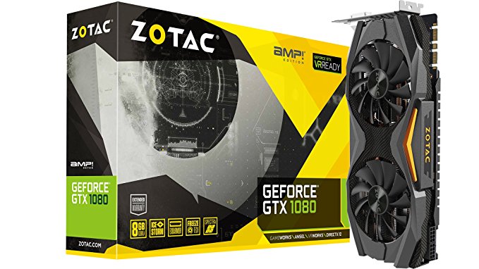 ZOTAC GeForce GTX 1080 AMP! Edition, ZT-P10800C-10P, 8GB GDDR5X IceStorm Cooling, Metal Wraparound Carbon ExoArmor exterior, Ultra-wide 100mm Fans Gaming Graphics Card