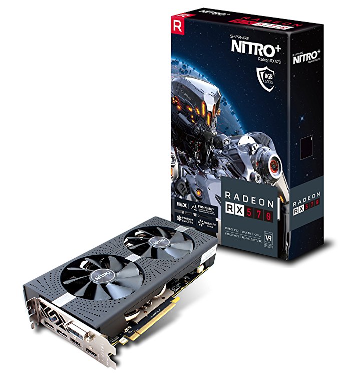 Sapphire 11266-09-20G Radeon Nitro+ RX 570 8GB GDDR5 Dual HDMI / DVI-D / Dual DP with Backplate (UEFI) PCI-E Graphics Card