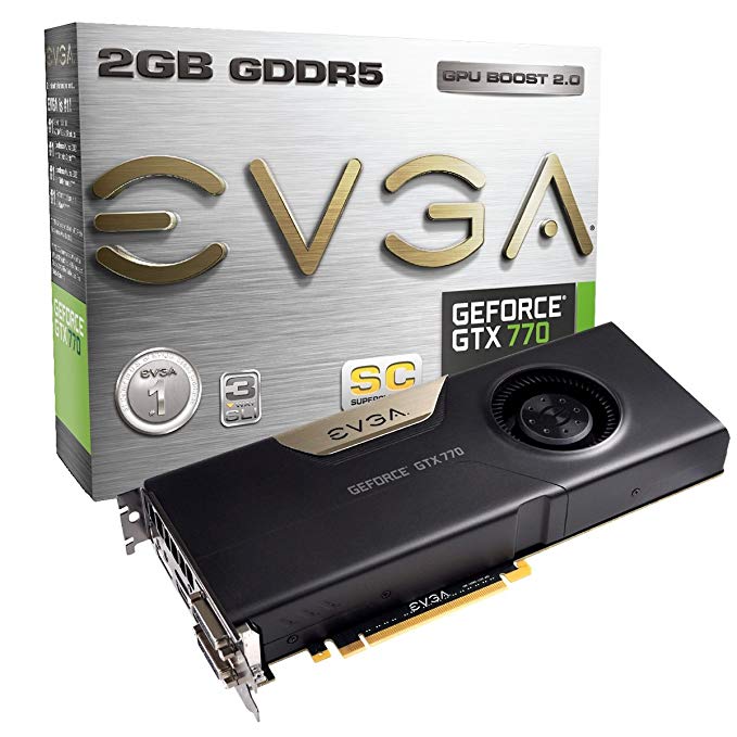 EVGA GeForce GTX770 SuperClocked 2GB GDDR5 256-Bit Dual-Link DVI-I, DVI-D, HDMI,DP, SLI Ready Graphics Card 02G-P4-2771-KR