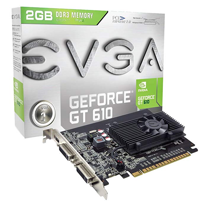 EVGA GeForce GT 610 2048MB DDR3, DVI, Mini-HDMI, Graphics Card (02G-P3-2617-KR)