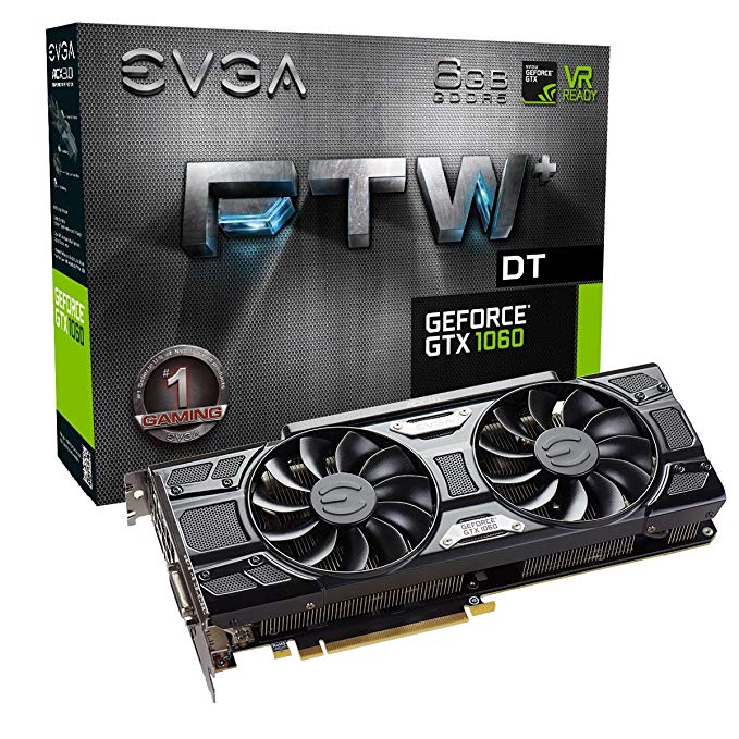 EVGA GeForce GTX 1060 6GB FTW+ DT GAMING ACX 3.0, 6GB GDDR5, LED, DX12 OSD Support (PXOC) Graphics Card 06G-P4-6366-KR