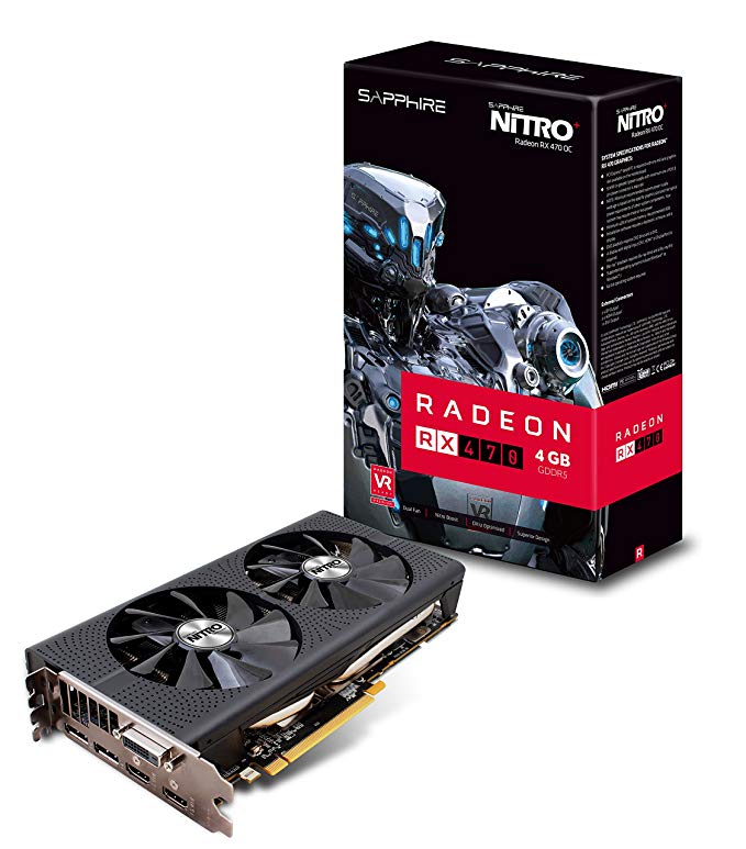 Sapphire Radeon Nitro+ Rx 470 4GB GDDR5 Dual HDMI / DVI-D / Dual DP OC w/ Backplate (UEFI) PCI-E Graphics Card Graphics Cards 11256-01-20G